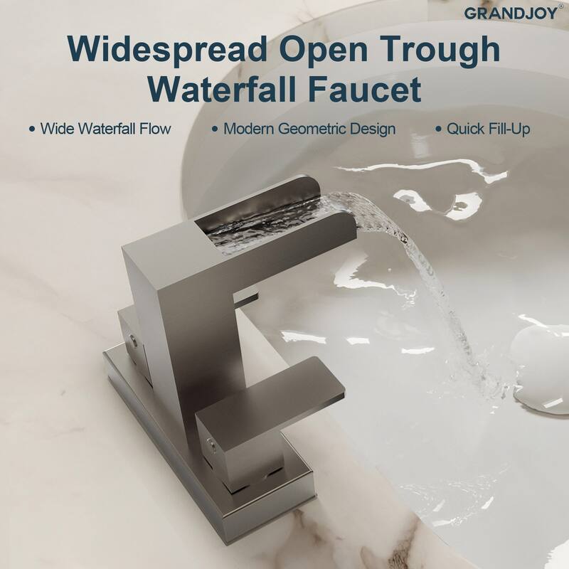 GRANDJOY Modern Dual Handle Centerset Waterfall Bathroom Faucet