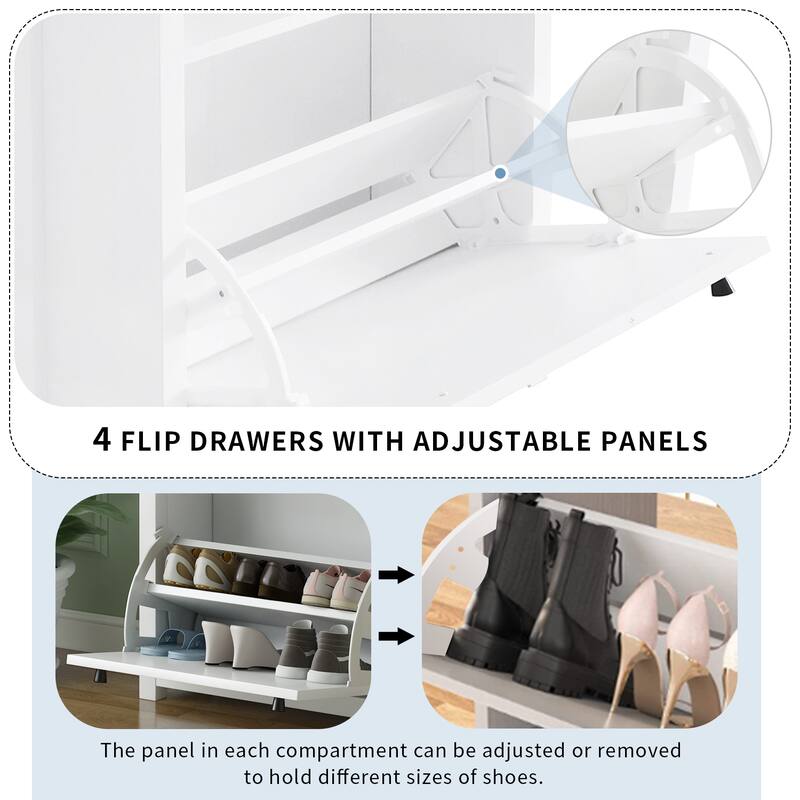Modern 6-Drawer Slim Shoe Storage Rack Cabinet Set with Adjustable Shelves and Wood Grain Top, for Entryway Organization