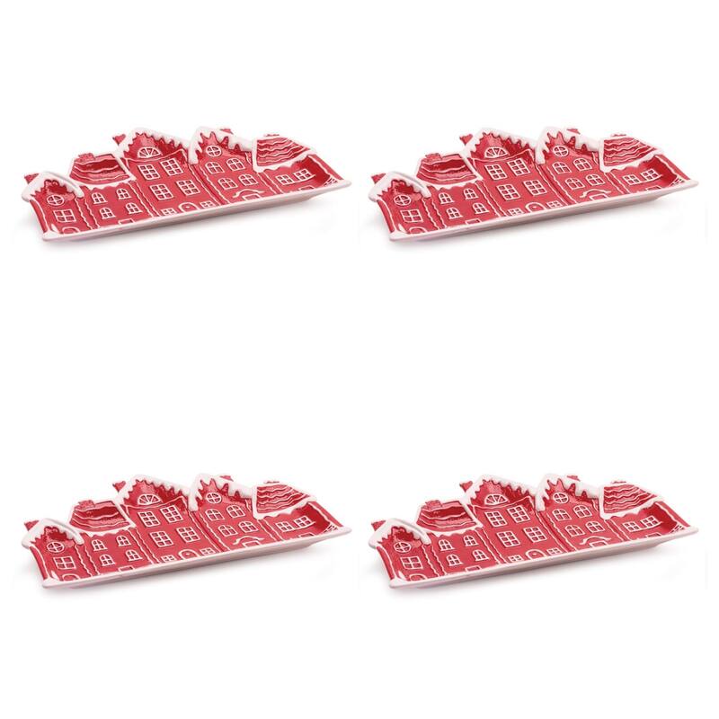 Ceramic Snowy Village Plate (Set of 4)