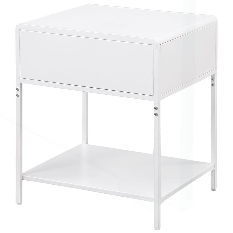 Chic Metal Bedside Table with Cane Drawer for Stylish Spaces