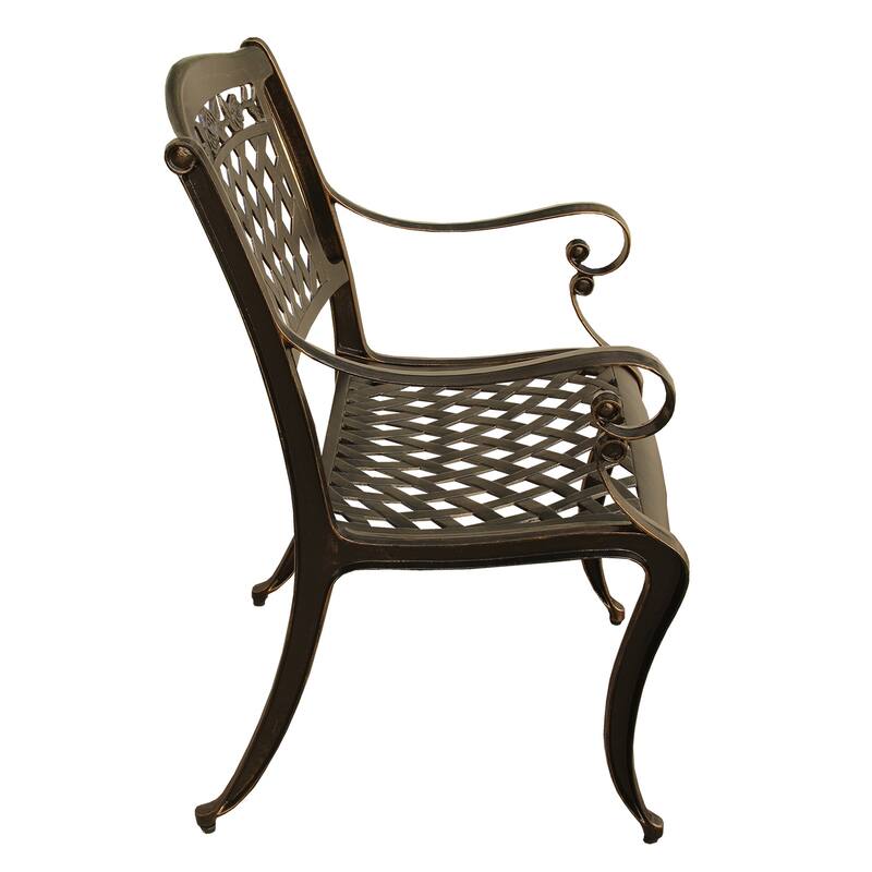 Rose Traditional Outdoor Mesh Lattice Aluminum Dining Chair