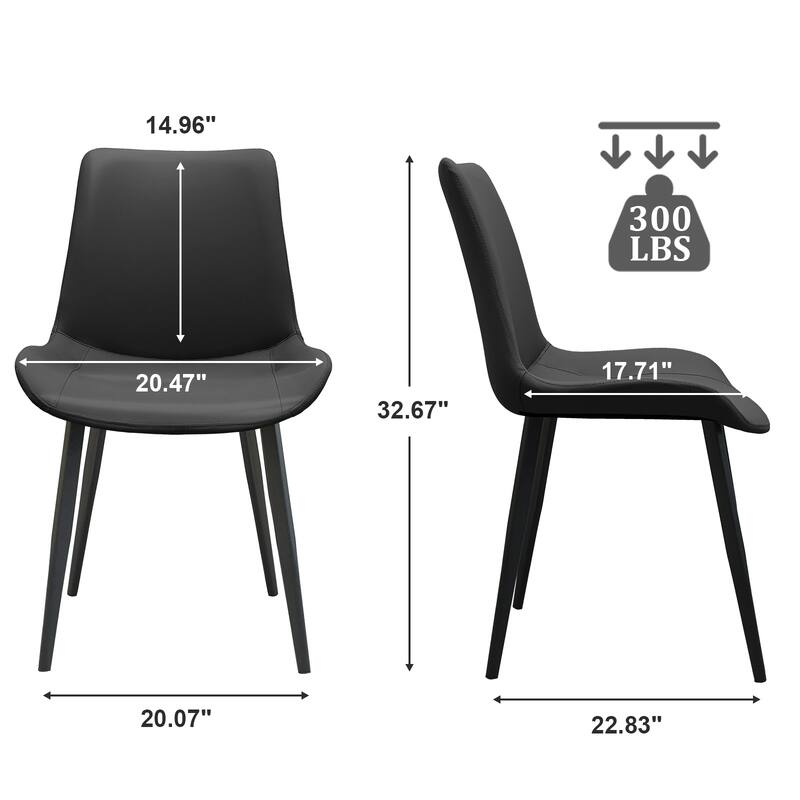 PU Leather Dining Chair with Metal Legs, Modern Upholstered Chair Set of 4 for Kitchen, Restaurant, Living, Meeting Room