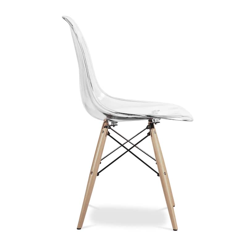 Clear And Natural Heavy Duty Plastic And Wood Dining Side Chair