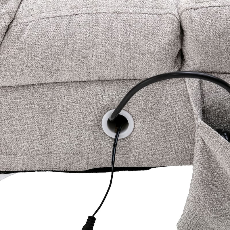 Light Grey 21.65" High Back Upholstered Chaise Lounge Chair with Massage