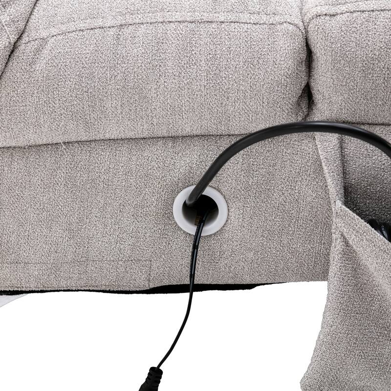 Light Grey Modern 21.65" High Back Upholstered Chaise Lounge Chair with Remote Control and Ergonomic Electric Massage