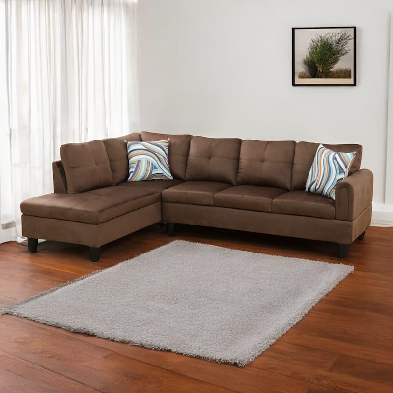KISRAIS 97" Wide 2-Piece Flannel Sectional Sofa for Small Spaces
