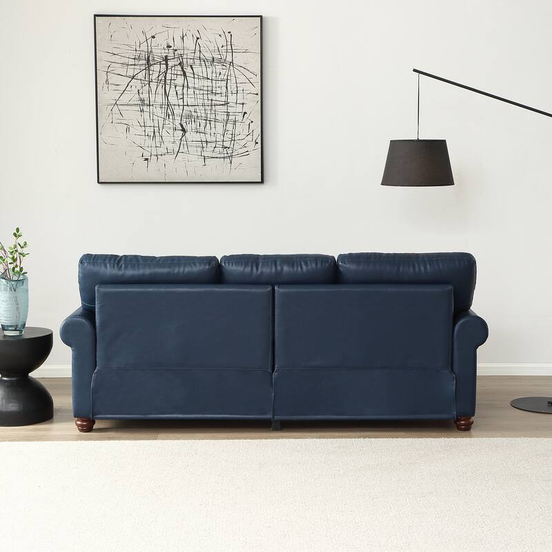 Classic Living Room Nails Sofa Faux Leather Space-Saving Sofas for Living Room, Apartment and Office