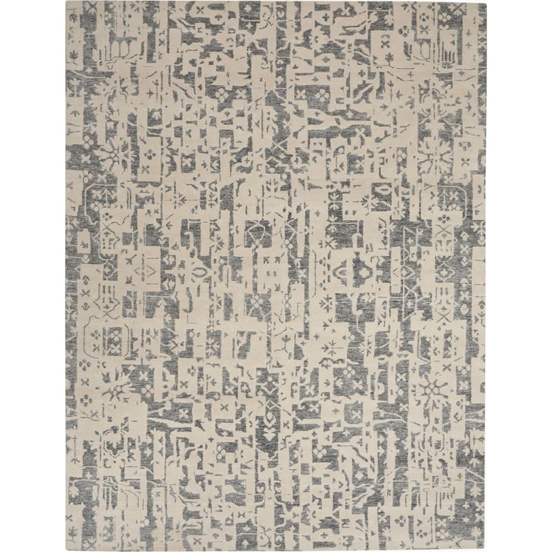 Nourison Silk Shadows Tribal Area Rug - 8' 6" x 11' 6" - Ivory/Grey - Rectangle