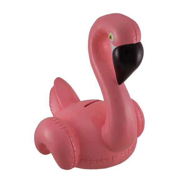Pink Pool Float Style Jumbo Resin Flamingo Coin Bank - 11.5 X 9.5 X 8.5 inches