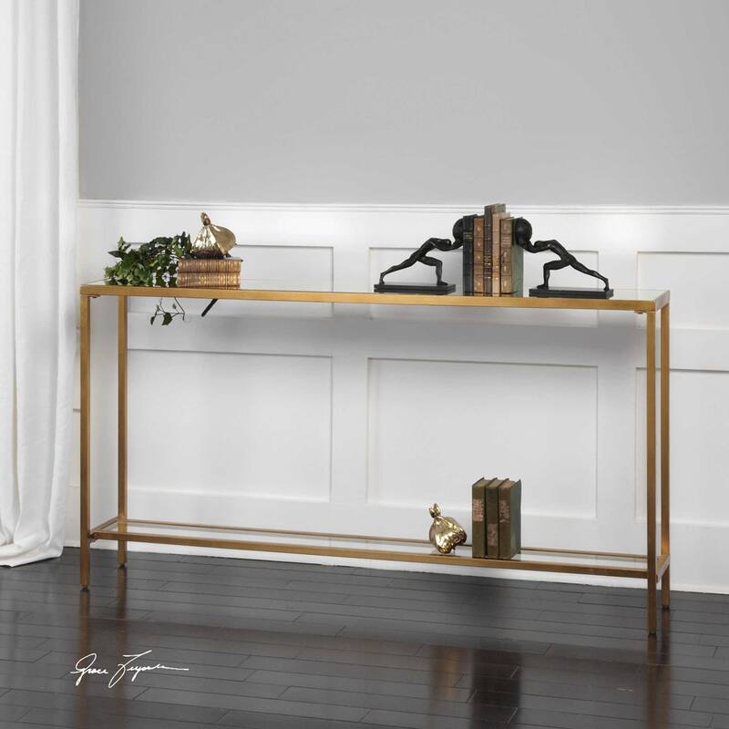 60" hayley gold console table