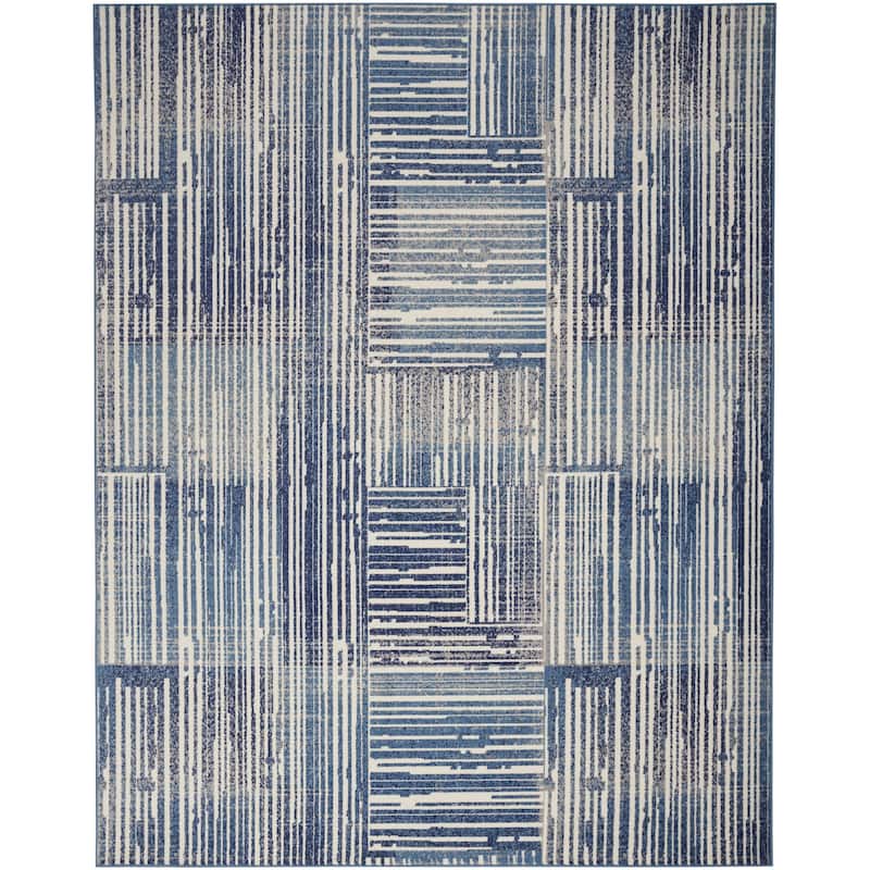 Nourison Grafix Indoor Striped Area Rug - 5' 3" x 7' 3" - Grey/Blue - Rectangle