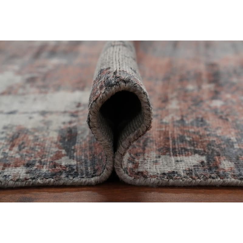 Hand Knotted Oriental Viscose Silk Carpet Modern Pictorial Multi-Colored Abstract Area Rug - 8' 4'' X 6' 7''