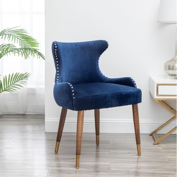 slide 2 of 45, Roundhill Furniture Lindale Mid-century Modern Velvet Accent Chair Blue