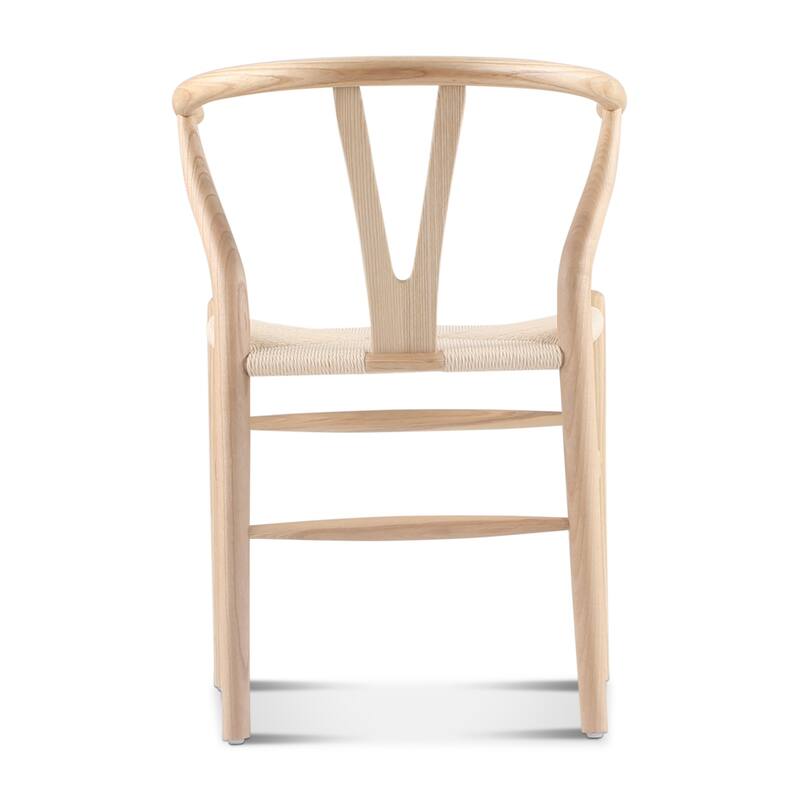 Set of 2 Natural Ash Wood Dining Chairs with Handwoven Paper Cord Seat