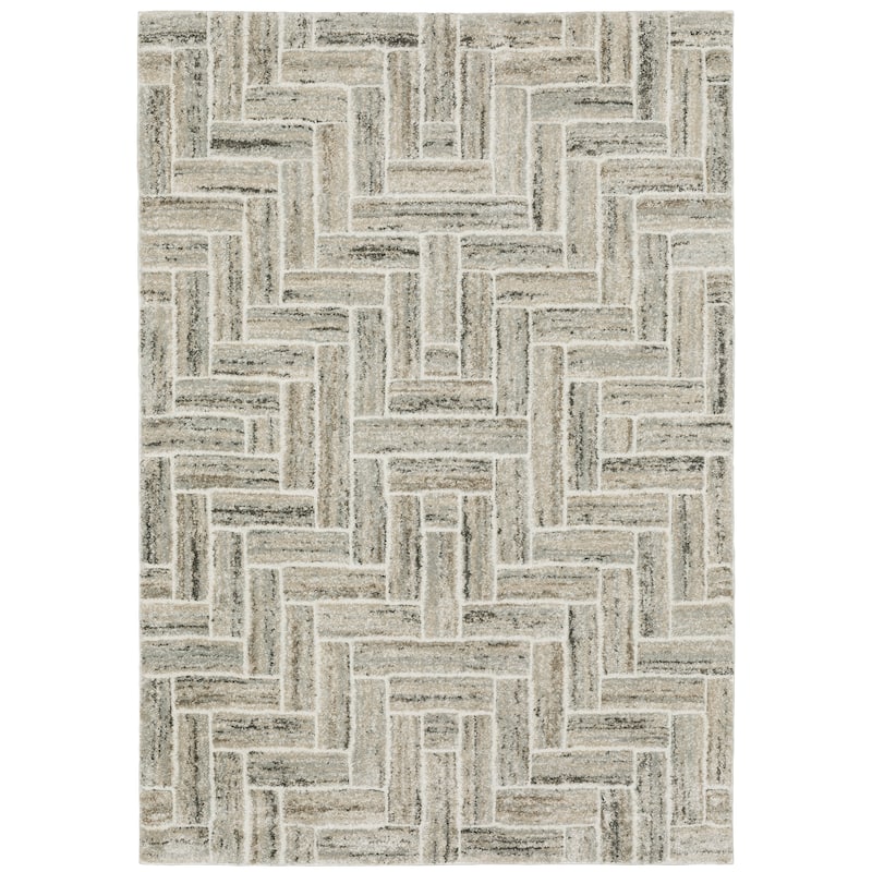 Cambrai Ivory Beige Geometric Casual Area Rug