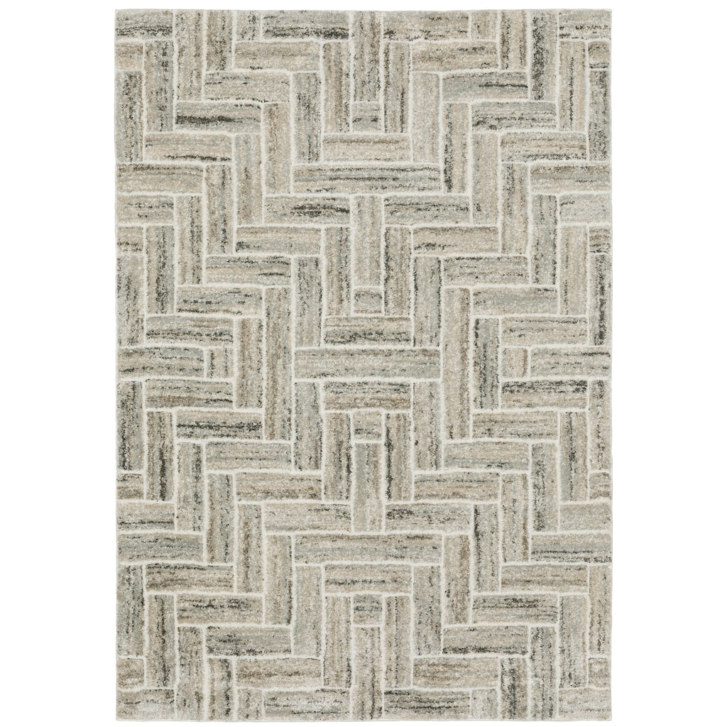 Vista Home Celeste Herringbone Ivory/ Beige Power Loom Rug.