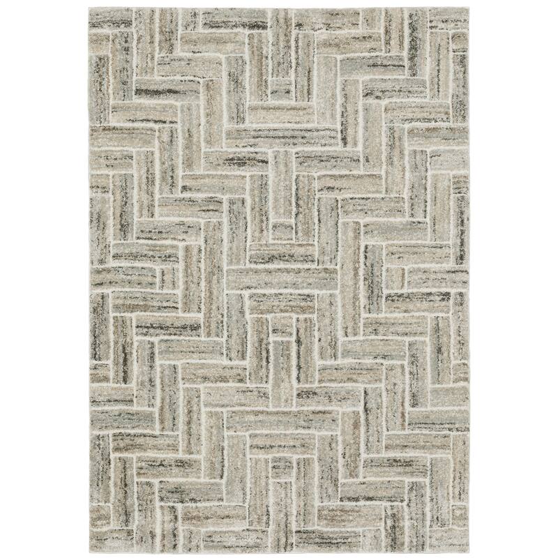 Vista Home Celeste Herringbone Ivory/ Beige Power Loom Rug. - 5' 3" x 7' 6" - Runner/Rectangle