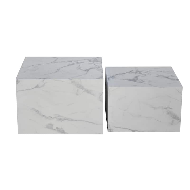 Caffoz Modern Square Faux Marble Nesting Coffee Tables - Set of 2
