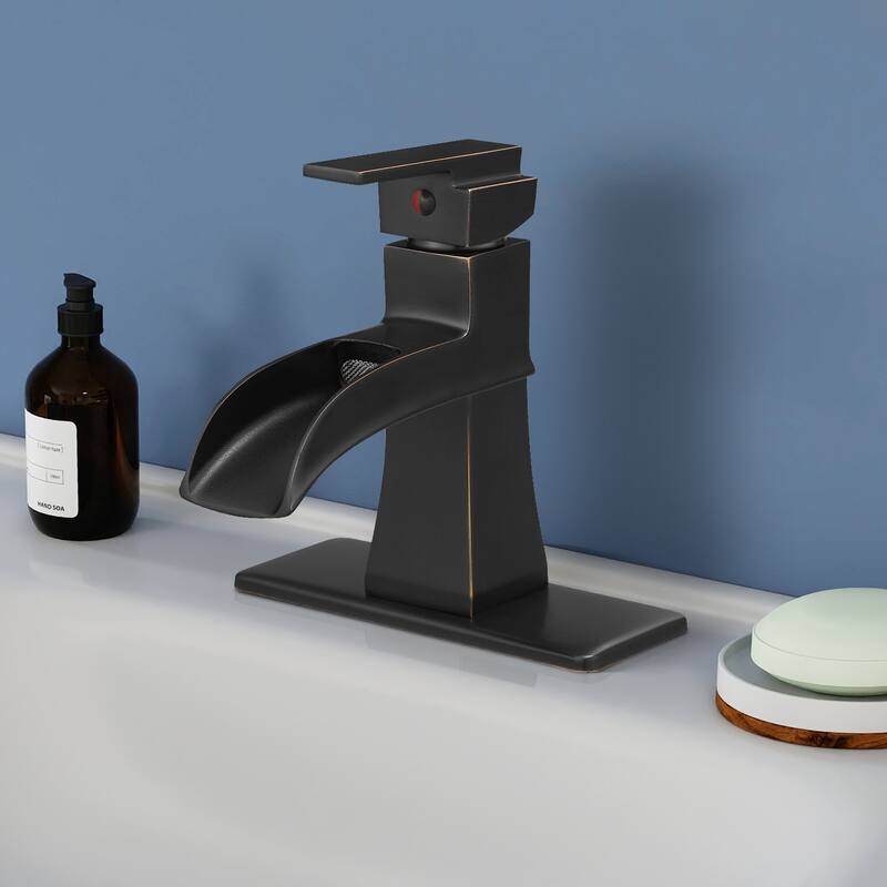 Topcraft Single Handle Waterfall Bathroom Faucet with Baseplate