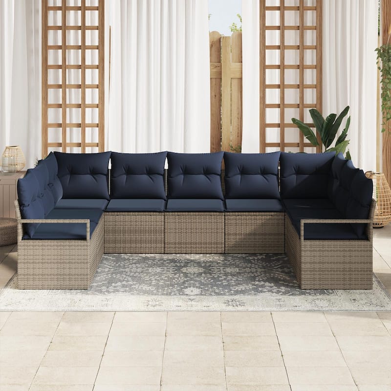 vidaXL 7 Piece Garden Sofa Set with Cushions - 113.8×48×27.2