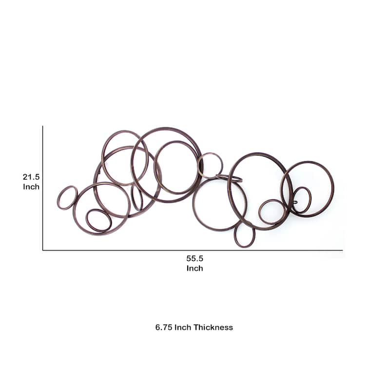 Industrial Style Metal Wall Decor with Multiple Circles, Bronze