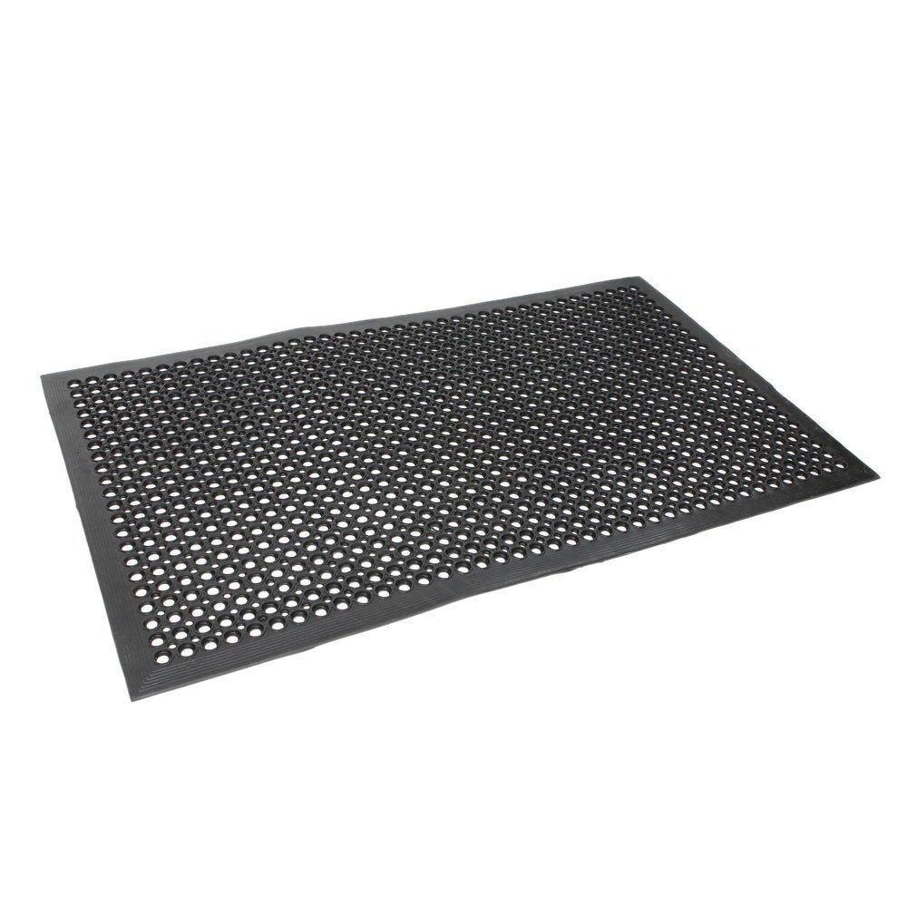 Heavy Duty Large Non-Slip Mat Bar Kitchen Industrial Multi-Functional Anti- Fatigue Drainage Rubber Non-Slip Hexagonal Mat Black 60*90cm 
