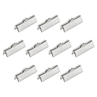 160Pcs Ribbon Crimp Clamp Ends 20mm Cord End Clasp for DIY Craft Silver ...