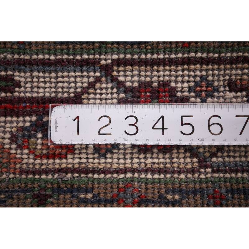 Light Blue Geometric Heriz Serapi Rug Hand-Knotted Wool Carpet - 4'0" X 6'0"