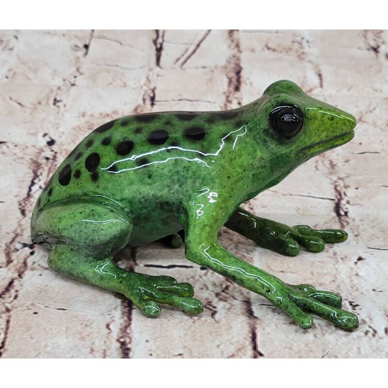 Bronze Metal Green Tree Frog Sculpture Figurine Signed Original Art Numbered