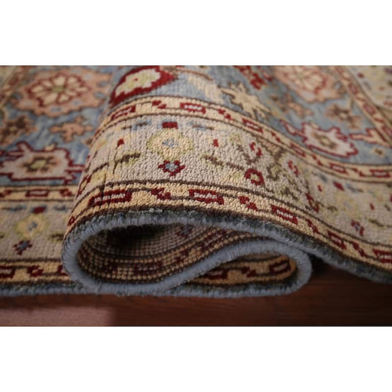 Light Blue Geometric Heriz Serapi Accent Rug Handmade Wool Carpet - 2'11"x 5'2"