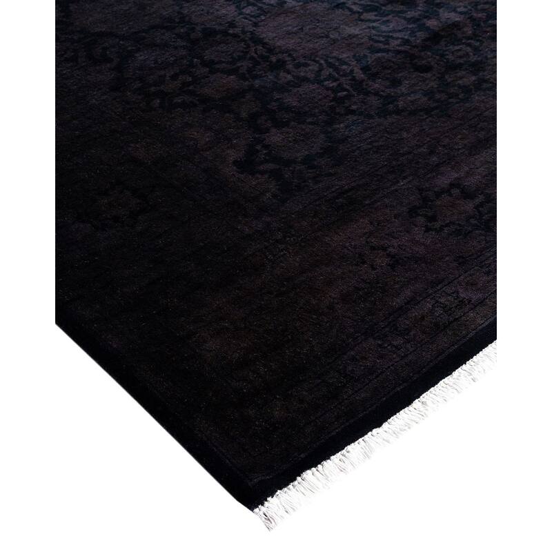 Fine Vibrance One-of-a-Kind Hand-Knotted Area Rug - Black, 6' 1" x 9' 3" - 6' 1" x 9' 3"