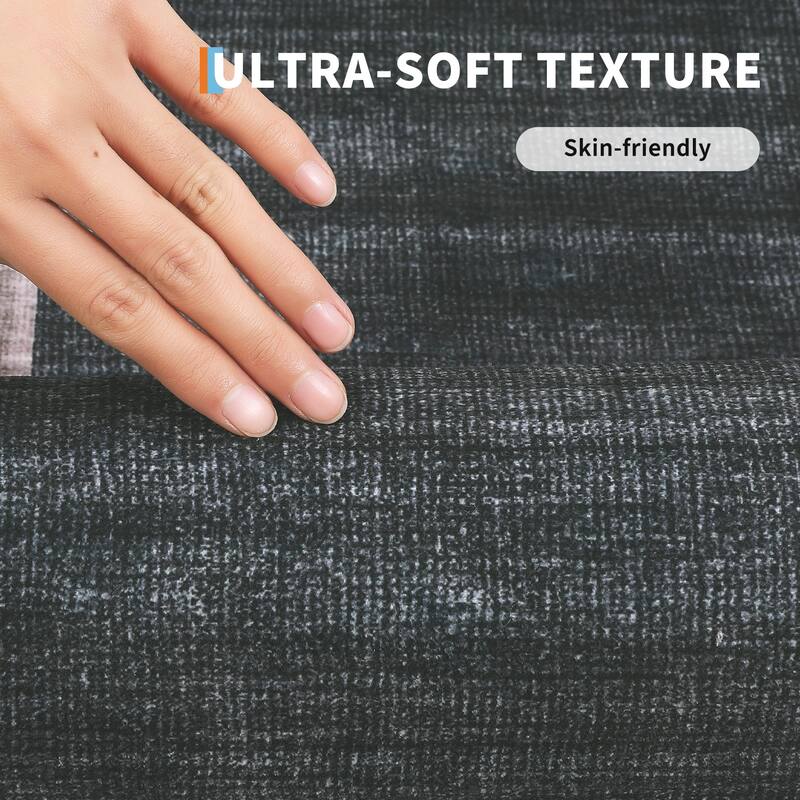 Modern Bordered Rug Non Slip Low Pile Area Rugs for Living Room, Machine Washable Area Rugs Soft Throw Rugs