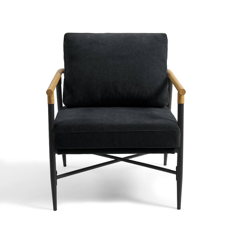 Anis 27'' W Vegan Leather/ Chenille X Base Metal Frame Accent Chair