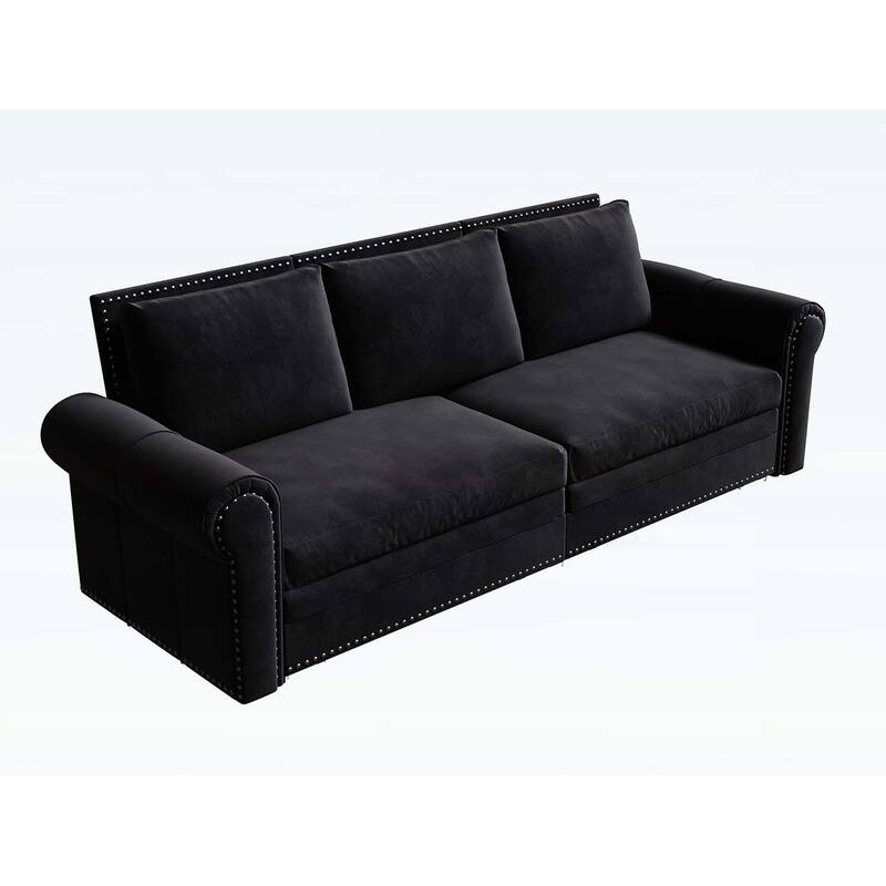 Pull Out Sofa Bed with Nailhead Trim & Rolled Arm,Multi-Functional for Living Room