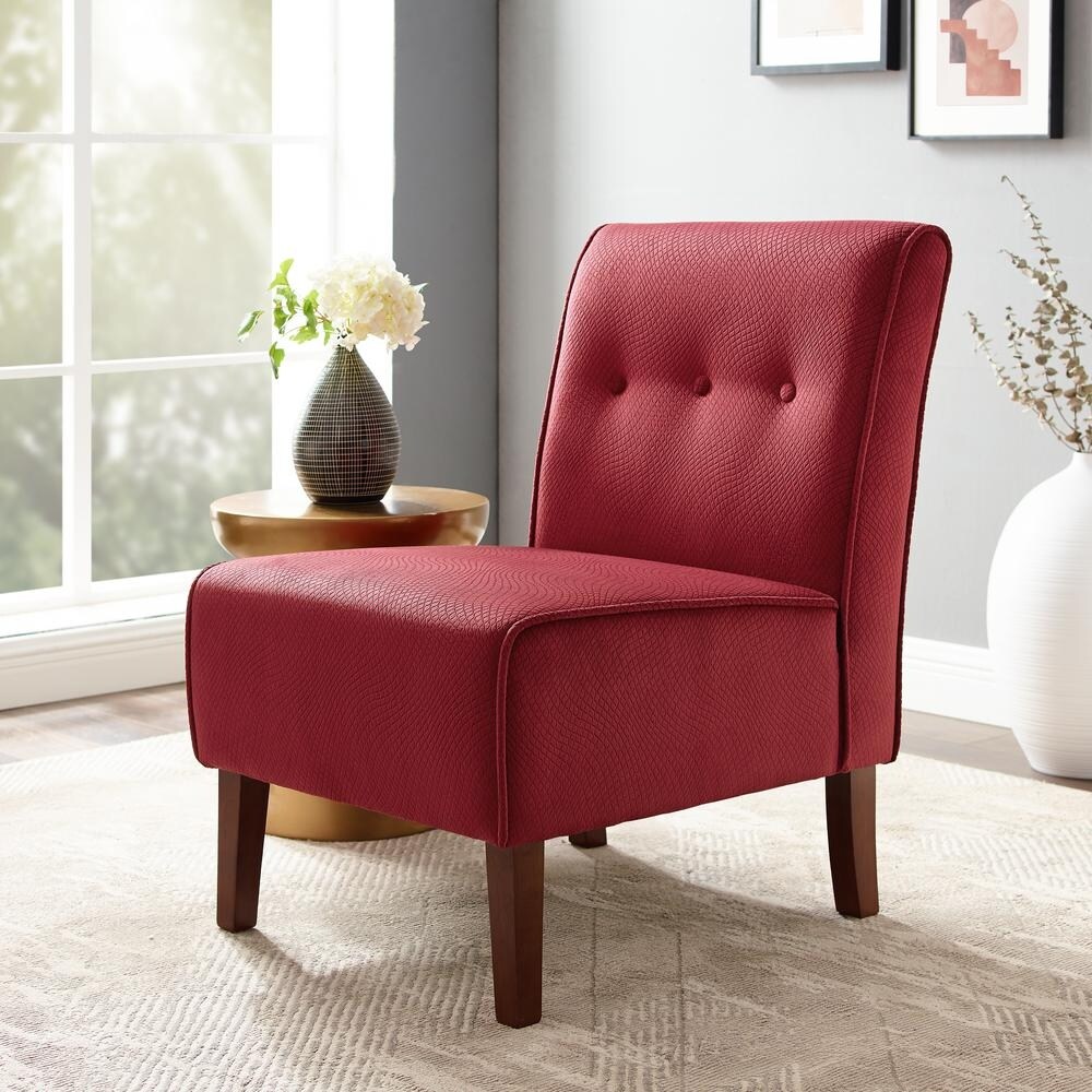 Red armless accent shop chair