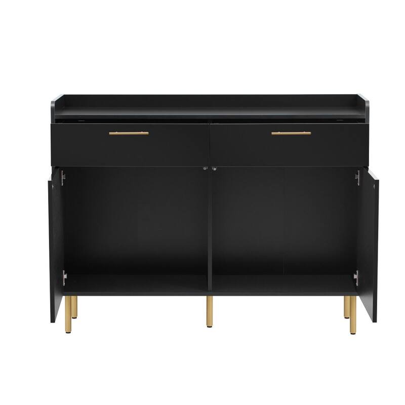 47.2 in. W Wooden Storage Cabinet with Drawers, Steel Pipe Table Legs