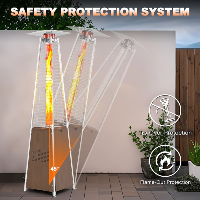 Outdoor 48,000 BTU Pyramid Propane Gas Patio Heater with Wheels