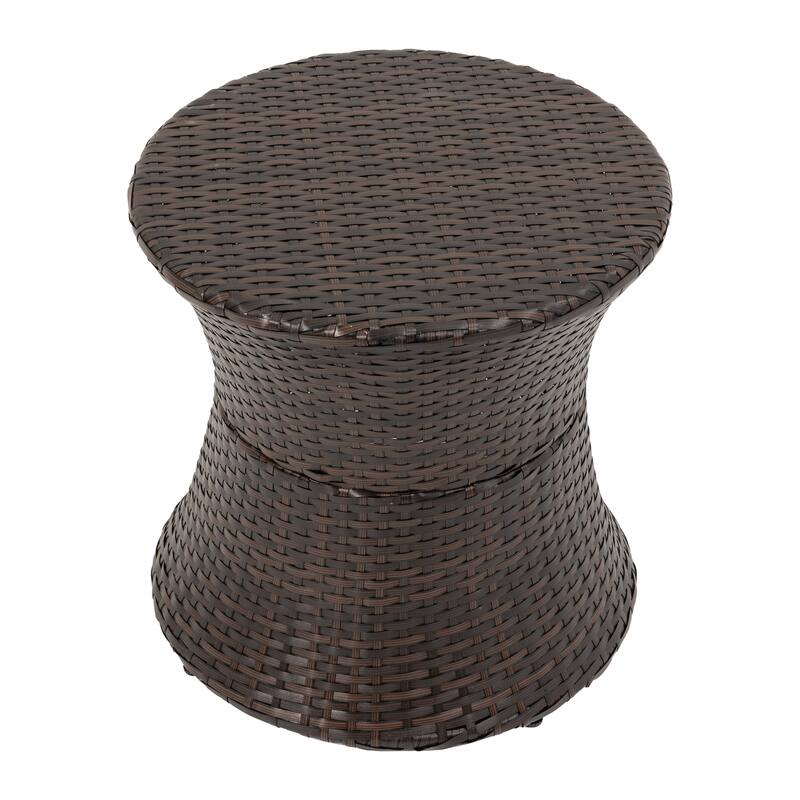 Outdoor Patio 20"Tall Round Wicker Accent Side Table