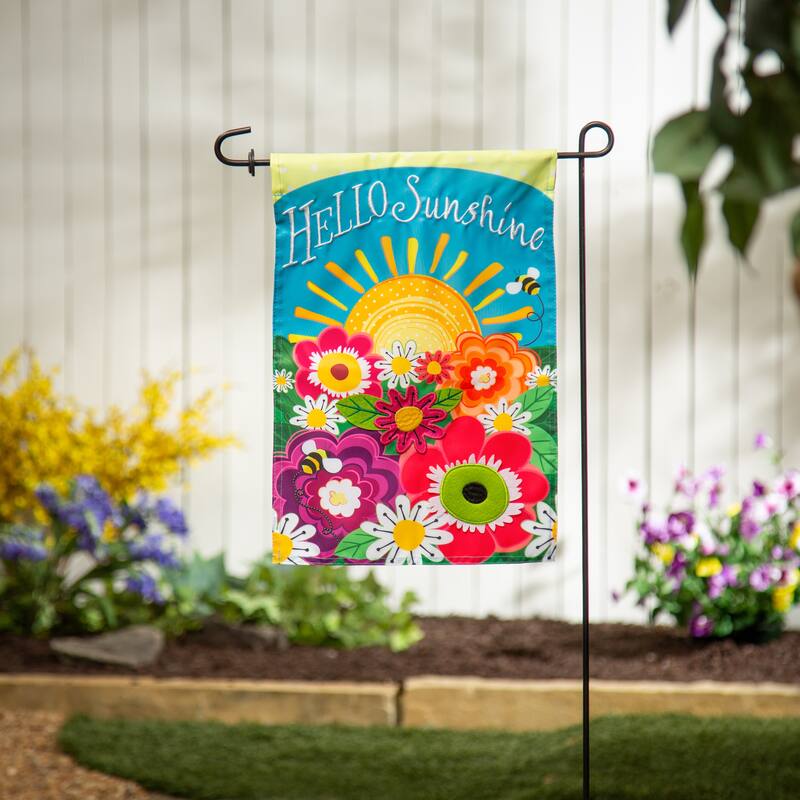 Hello Sunshine Applique Garden Flag