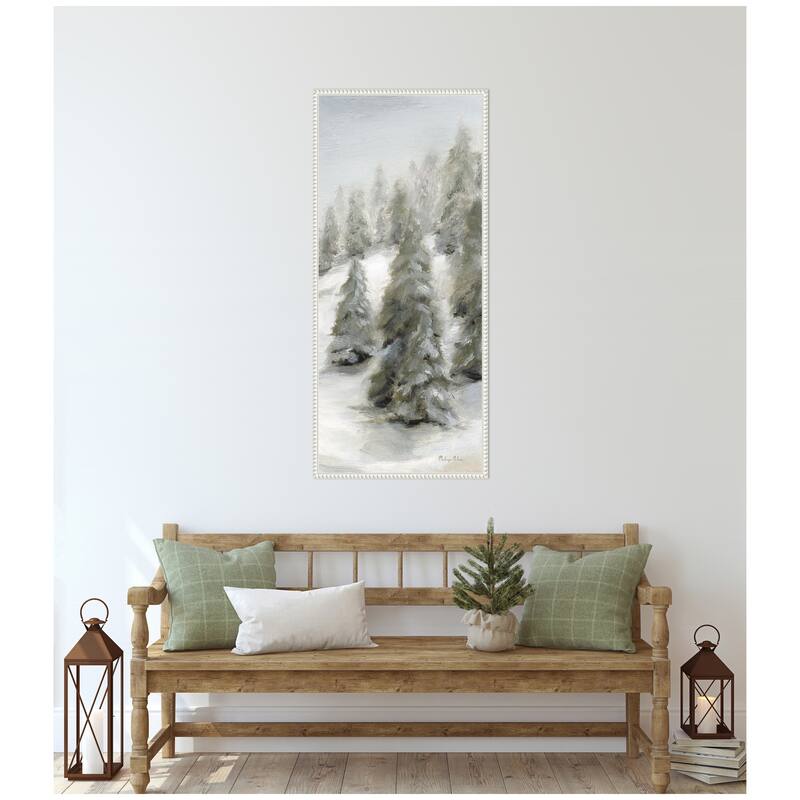 Kate and Laurel Sylvie Beaded Evergreen Hills Framed Canvas by Mackenzie Nelson