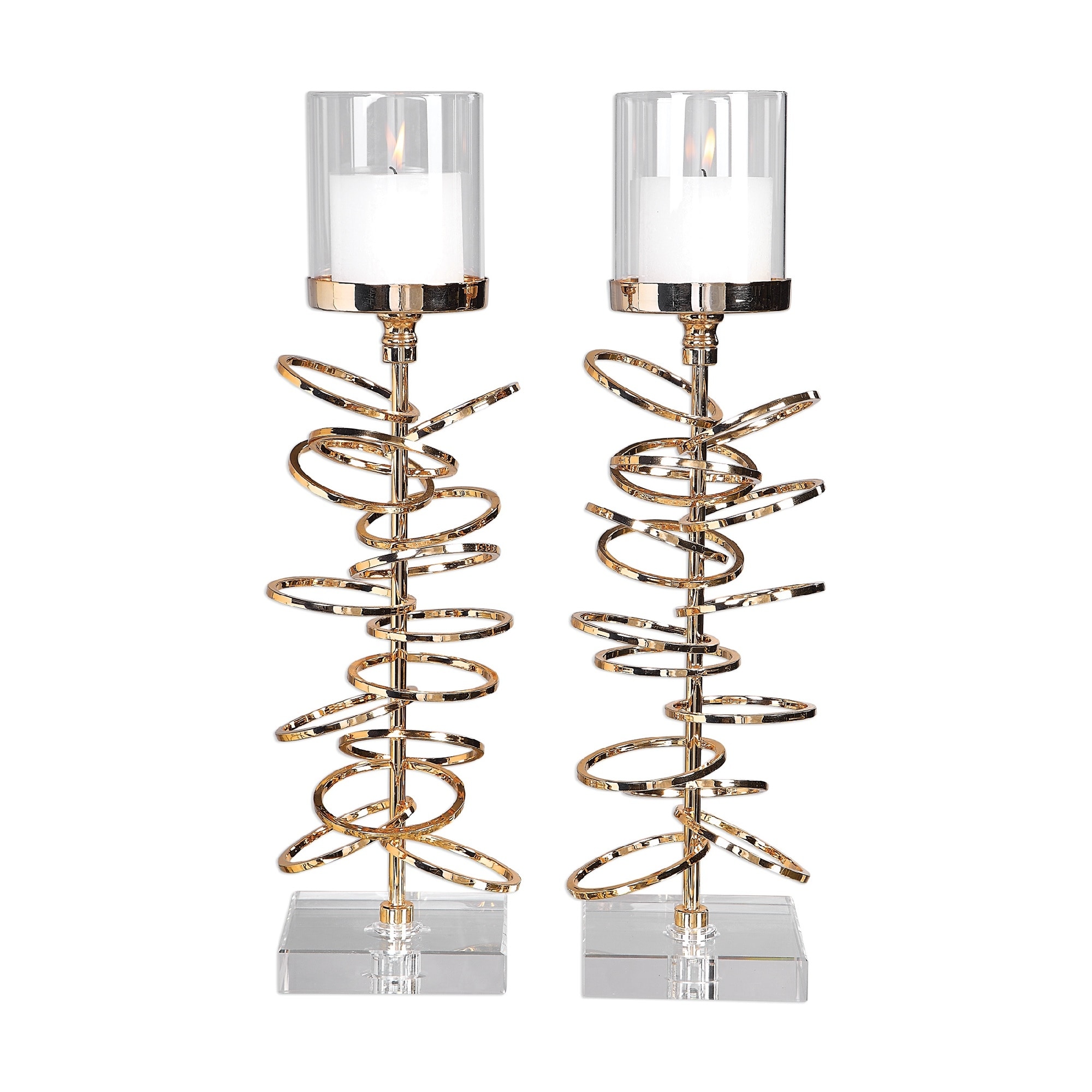 Shop Set Of Two Rose Gold Stacked And Staggered Rings Candle Holder 20 On Sale Overstock 29111558