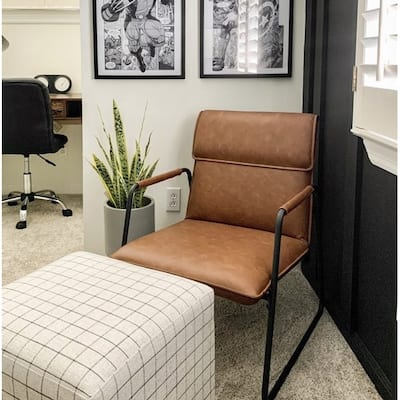 PHI VILLA Oversized Thick Padded Brown Accent Chair