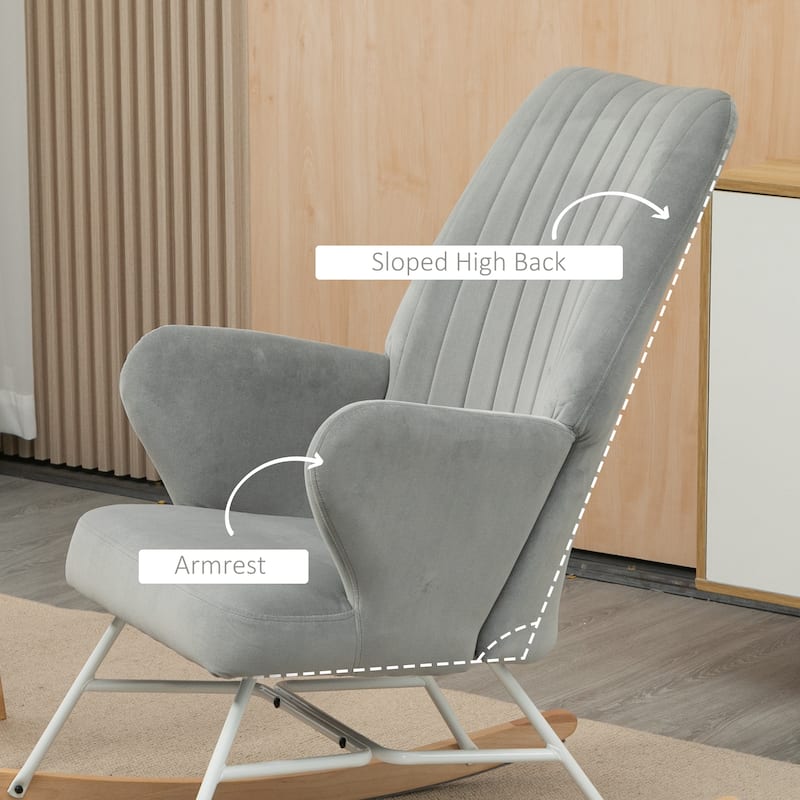 HOMCOM Accent Rocking Chairs, Nursery Glider Rocker, Wingback Armchair