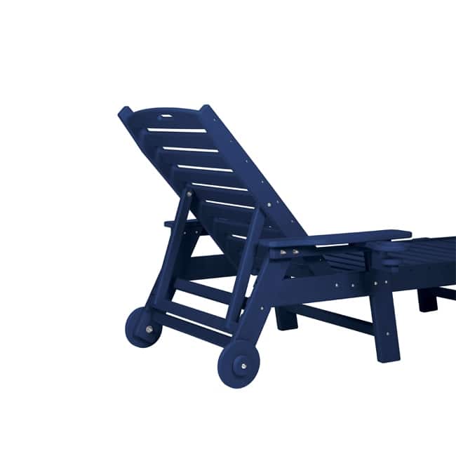 Oversized Outdoor Lounge Chair With Wood Texture‌ - Five-Position Adjustable HDPE Chaise Lounge Featuring Wheels And Cup Holder.