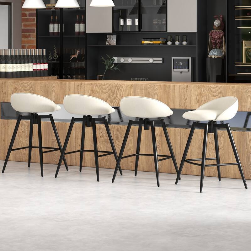 Gymax 25'' Upholstered Bar Stools Set of 4 w/ Footrest Backrest &
