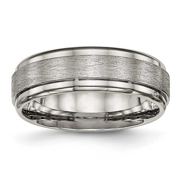 Titanium Brushed and Polished Ridged Edge Ring (7 mm)