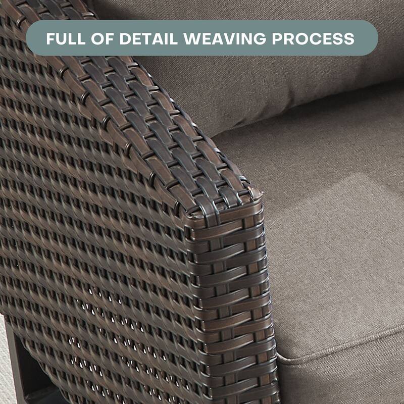 Gymojoy 9 Piece All-Weather Wicker Outdoor Patio Family Conversation Set Group With Fire Pit Table