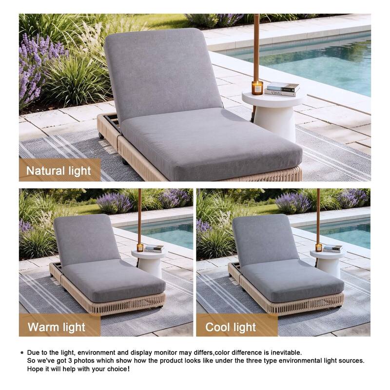 Outdoor Chaise Lounge Chair with Adjustable Backrest Patio Pool Lounge