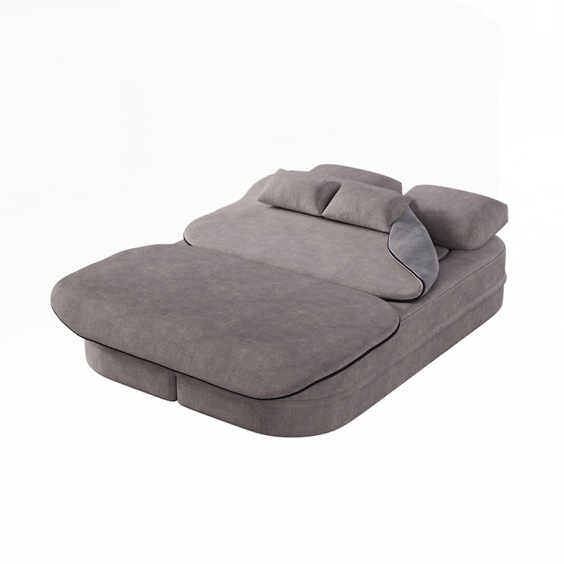 Folding Mattress Sofa with Fixed Shape Frame Convertible Sleeper Foam Sofa Bed with Blanket