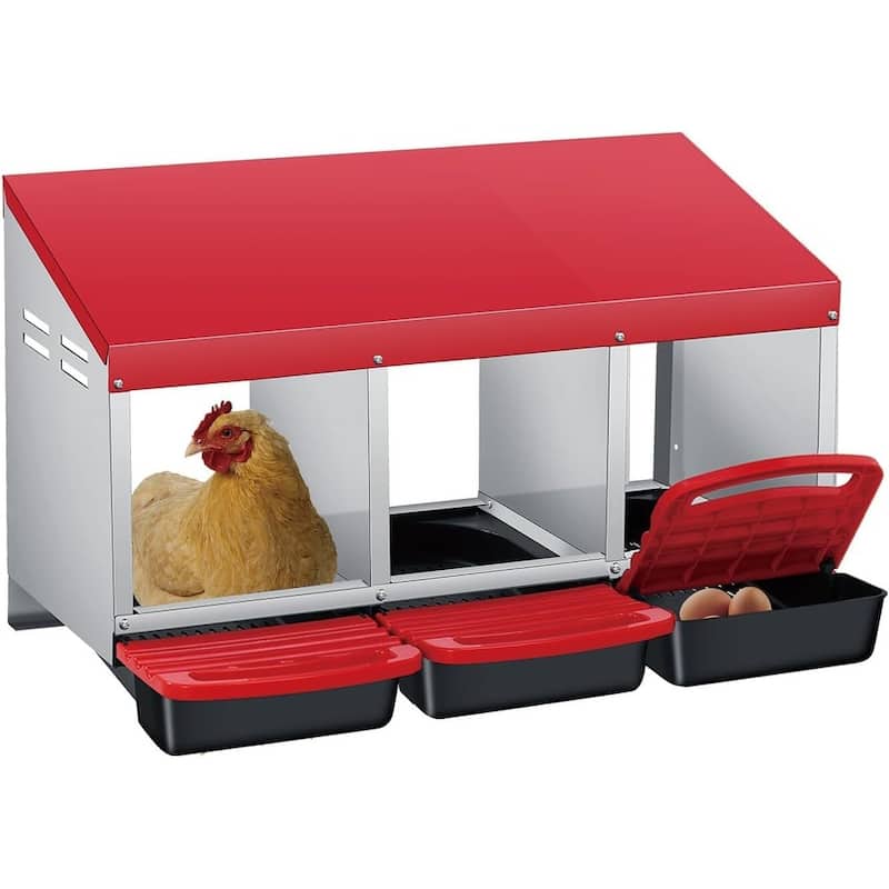 3 Holes Egg-Laying Boxes Nesting Boxes for Chickens Coops - Red